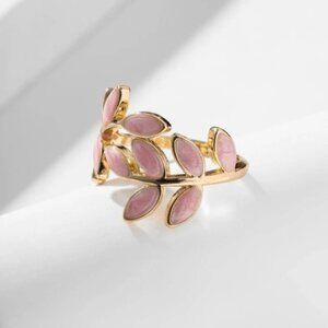 Leafy Serenity Cuff Ring Pink